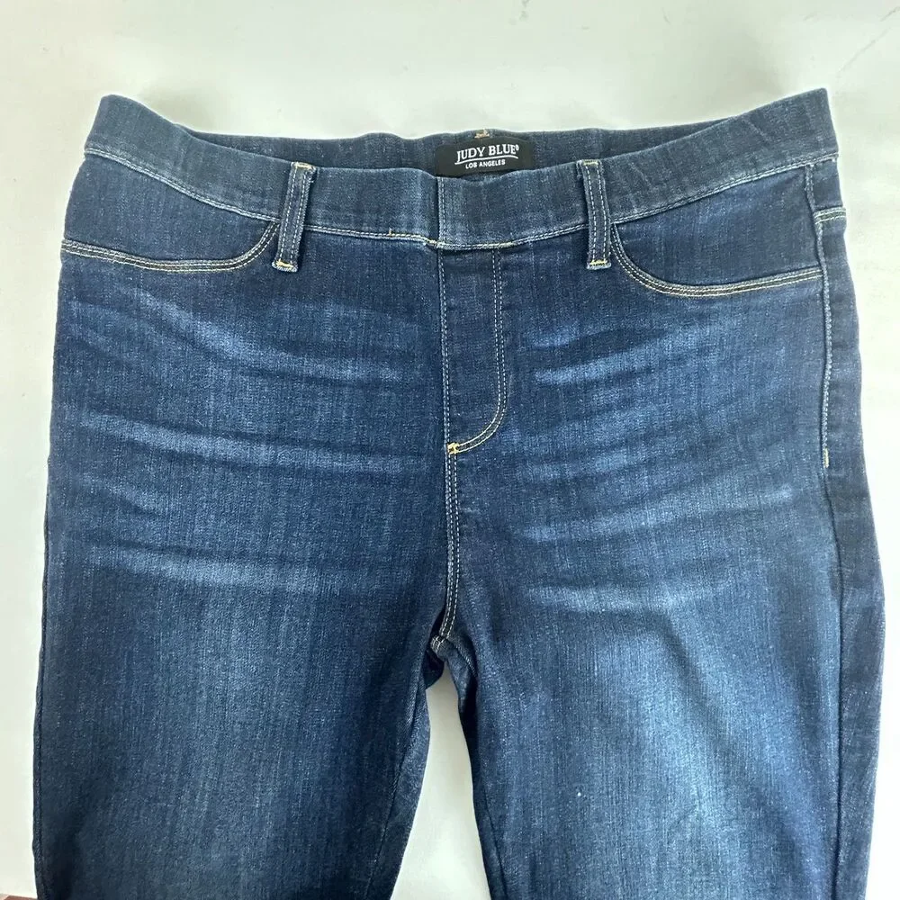 Judy Blue Jeans Blue Lightly Distressed Skinny Fit Pull On Denim Size 15/32